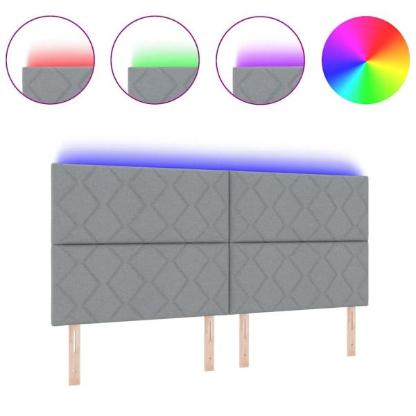 LED Kopfteil Rautenmuster Hellgrau 200 cm Stoff