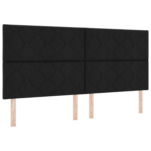 LED Kopfteil Rautenmuster Schwarz 200 cm Stoff