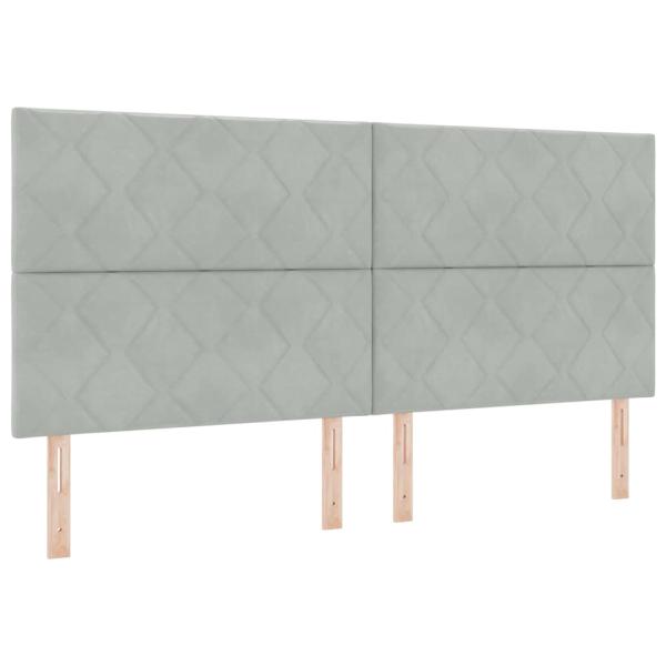 LED Kopfteil Diamantblock Design Hellgrau 200 cm Samt
