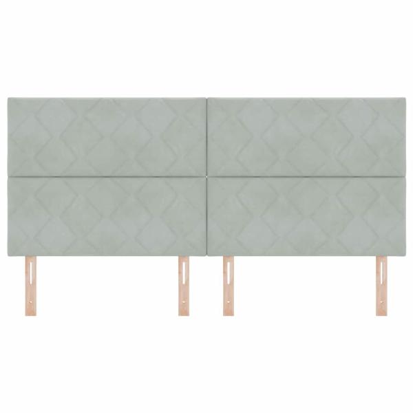 LED Kopfteil Diamantblock Design Hellgrau 200 cm Samt