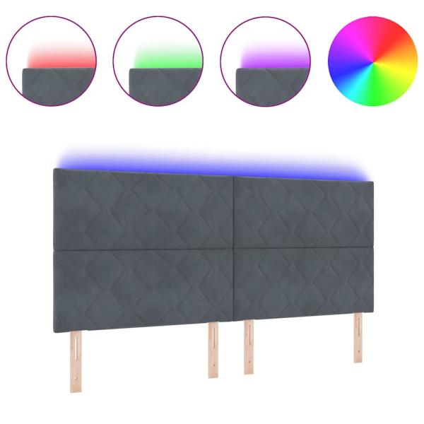 LED Kopfteil Diamantblock Design Dunkelgrau 200 cm Velvet