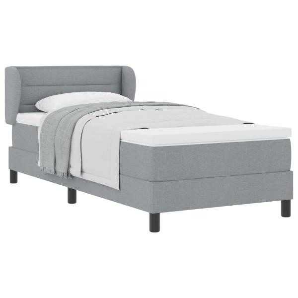 Boxspringbett mit Matratze Hellgrau 90x190 cm Stoff