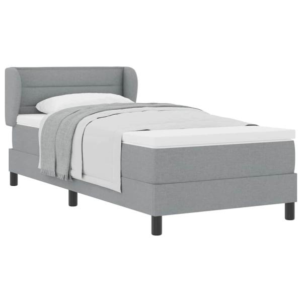 Boxspringbett mit Matratze Hellgrau 90x200 cm Stoff