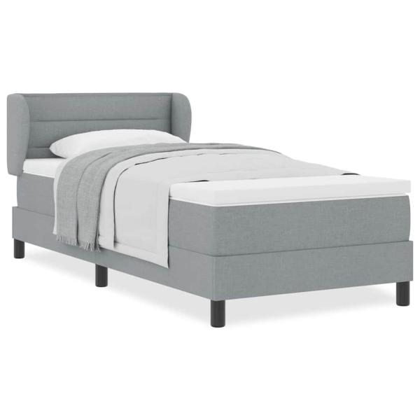 Boxspringbett mit Matratze Hellgrau 90x200 cm Stoff