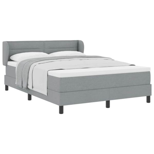 Boxspringbett mit Matratze Hellgrau 140x200 cm Stoff