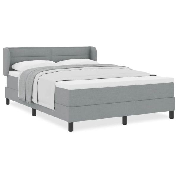 Boxspringbett mit Matratze Hellgrau 140x200 cm Stoff