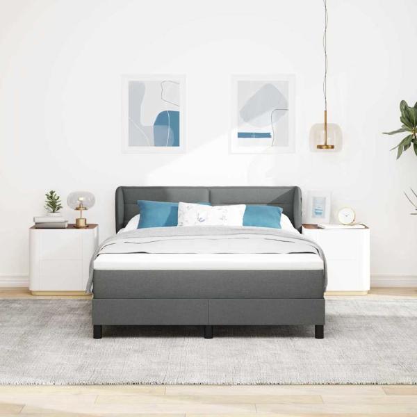Boxspringbett mit Matratze Dunkelgrau 140x200 cm Stoff