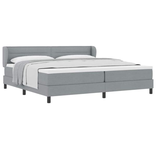 Boxspringbett mit Matratze Hellgrau 200x200 cm Stoff