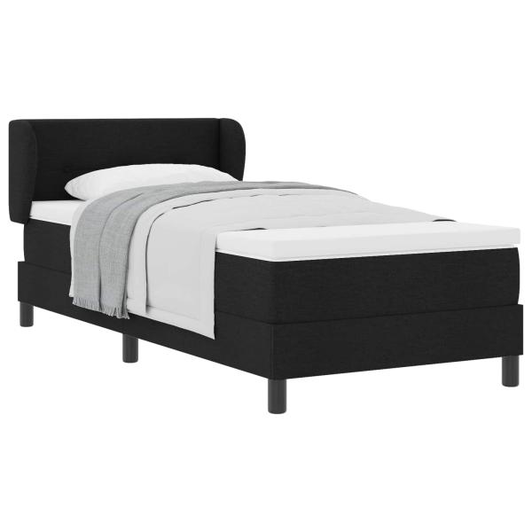 Boxspringbett mit Kopfteil Schwarz 90 x 190 cm Stoff