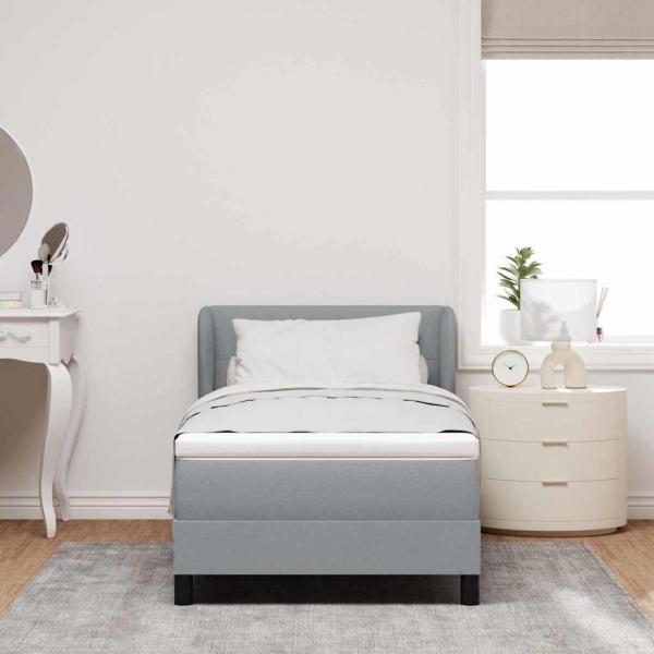 Boxspringbett mit Matratze Hellgrau 90x200 cm Stoff