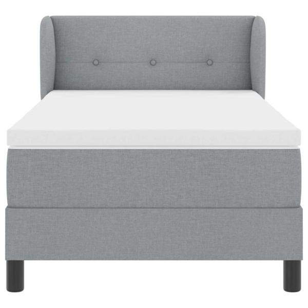 Boxspringbett mit Matratze Hellgrau 90x200 cm Stoff