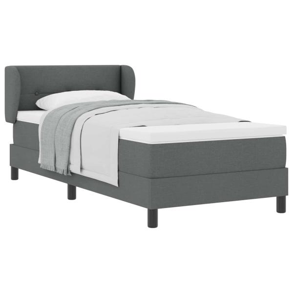 Boxspringbett mit Matratze Dunkelgrau 90x200 cm Stoff