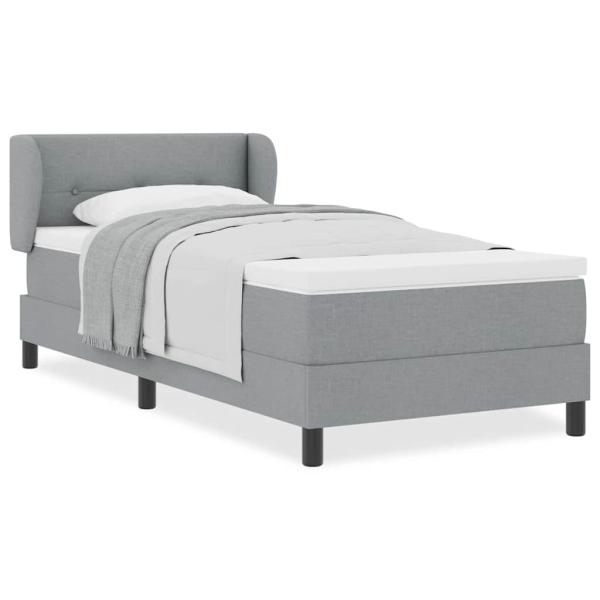 Boxspringbett mit Matratze Hellgrau 100x200 cm Stoff