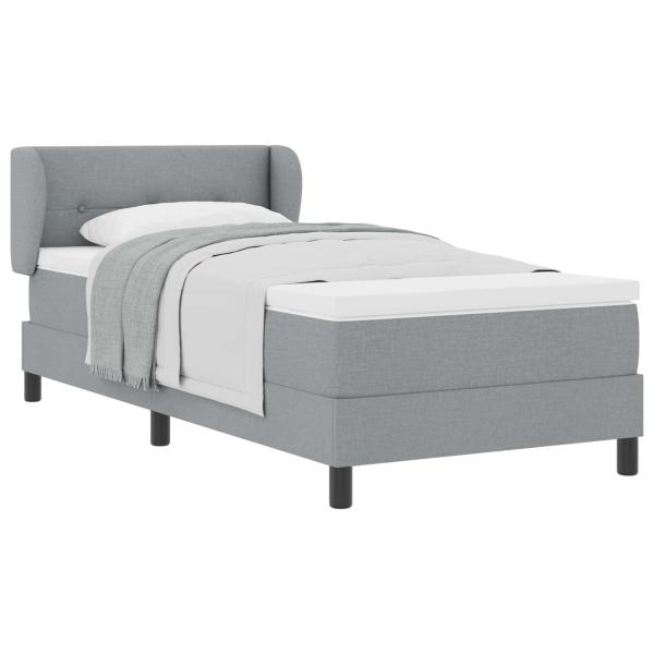 Boxspringbett mit Matratze Hellgrau 100x200 cm Stoff
