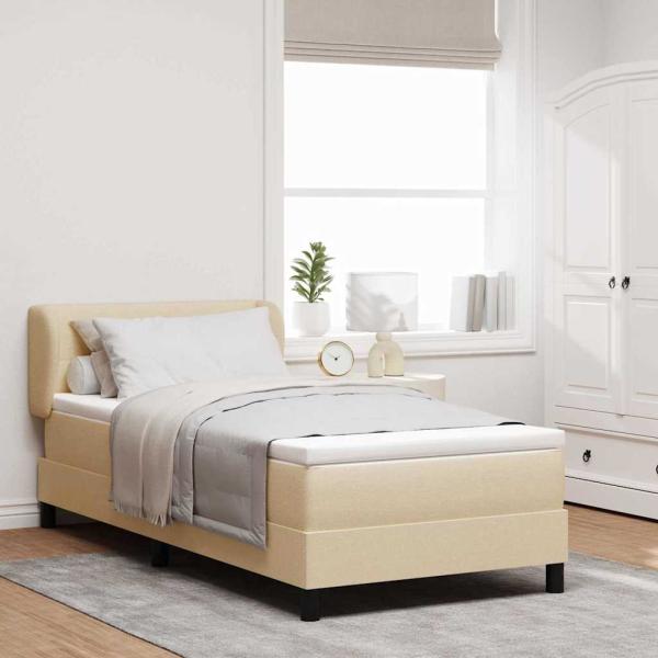 ARDEBO.de - Boxspringbett mit Matratze Creme 100x200 cm Stoff