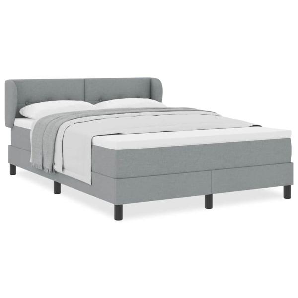 Boxspringbett mit Matratze Hellgrau 140x190 cm Stoff
