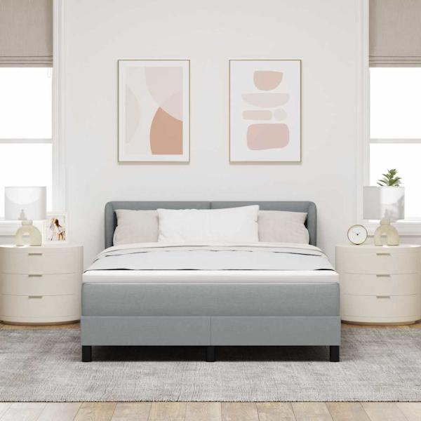Boxspringbett mit Matratze Hellgrau 140x190 cm Stoff