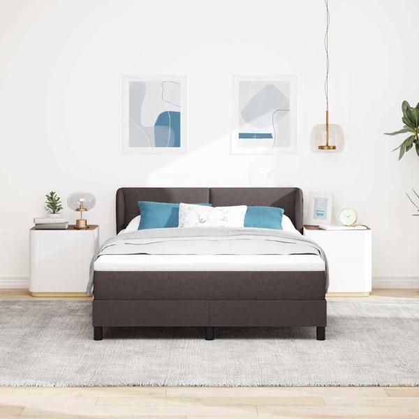 Boxspringbett mit Matratze Dunkelbraun 160x200 cm Stoff