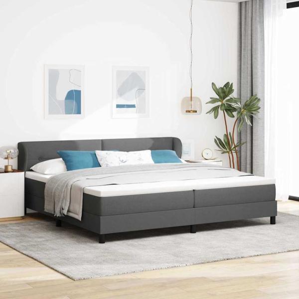 ARDEBO.de - Boxspringbett mit Matratze Dunkelgrau 200x200 cm Stoff