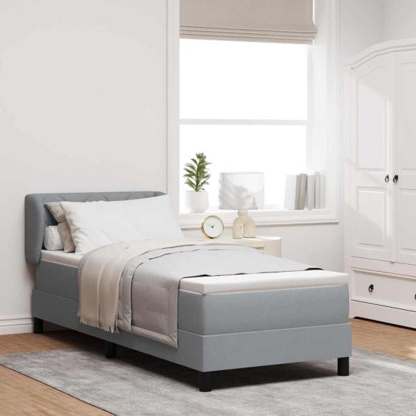 ARDEBO.de - Boxspringbett mit Matratze Hellgrau 80x200 cm Stoff