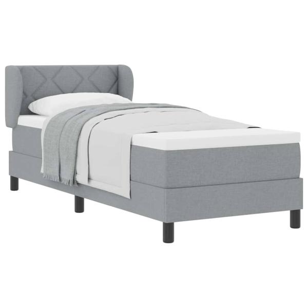 Boxspringbett mit Matratze Hellgrau 80x200 cm Stoff