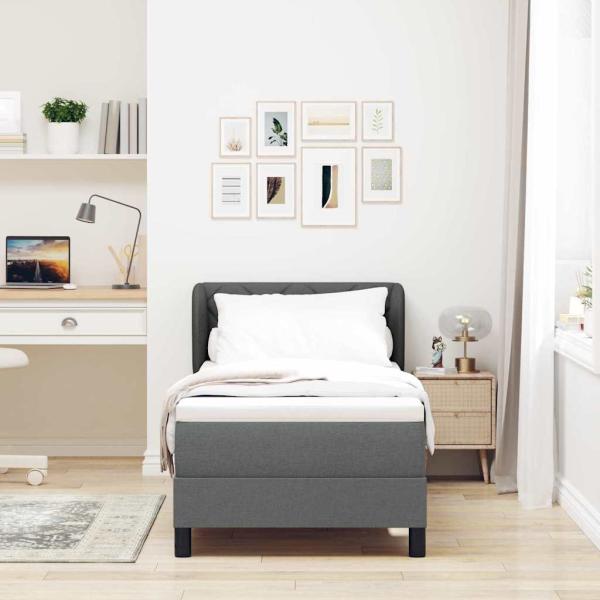 Boxspringbett mit Matratze Dunkelgrau 80x200 cm Stoff