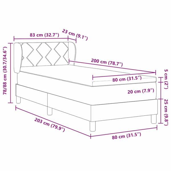 Boxspringbett mit Matratze Blau 80x200 cm Stoff