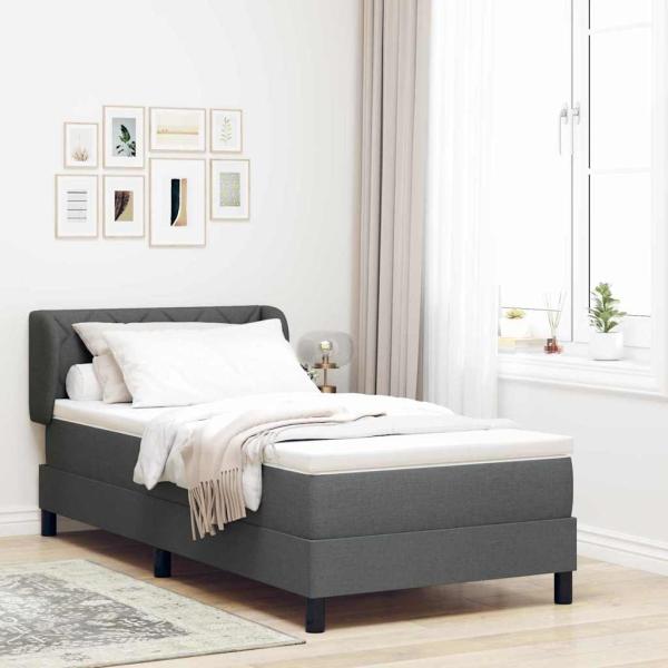 ARDEBO.de - Boxspringbett mit Matratze Dunkelgrau 90x190 cm Stoff