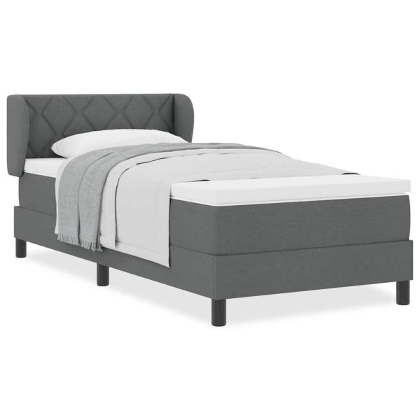 Boxspringbett mit Matratze Dunkelgrau 90x200 cm Stoff