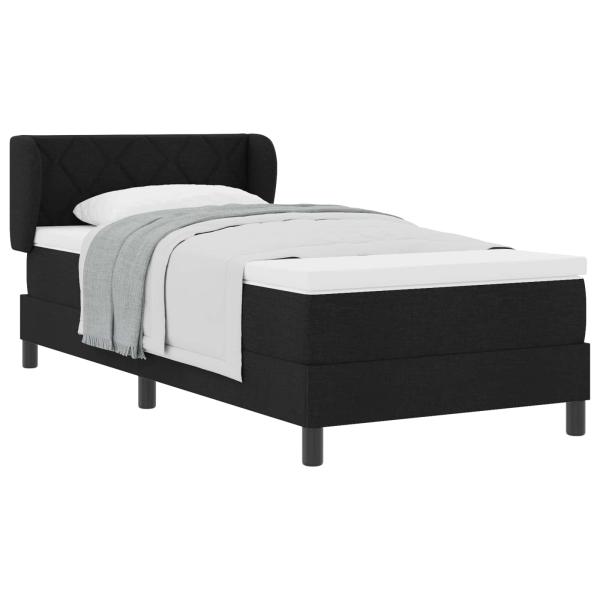 Boxspringbett mit Matratze Schwarz 90x200 cm Stoff