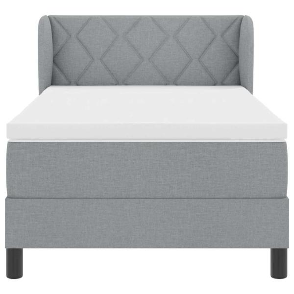 Boxspringbett mit Matratze Hellgrau 100x200 cm Stoff