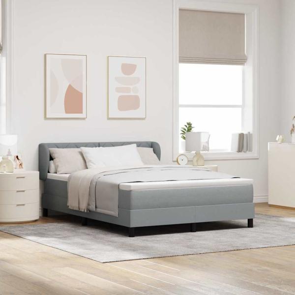 ARDEBO.de - Boxspringbett mit Matratze Hellgrau 140x200 cm Stoff