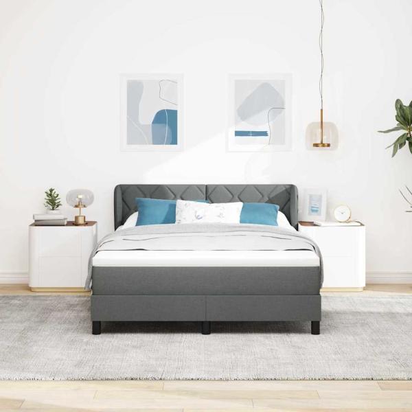 Boxspringbett mit Matratze Dunkelgrau 140x200 cm Stoff