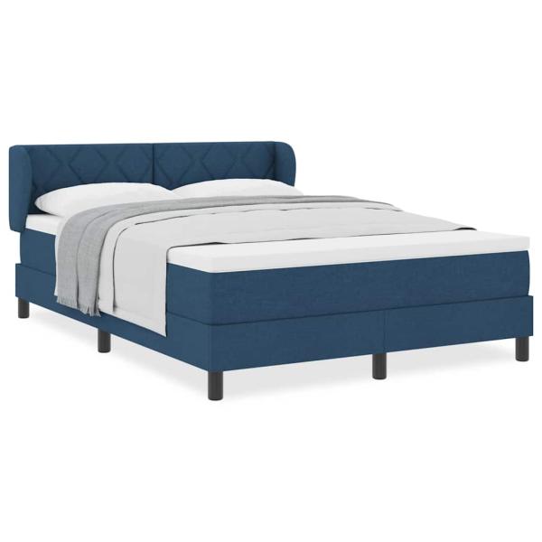 Boxspringbett mit Matratze Blau 140x200 cm Stoff
