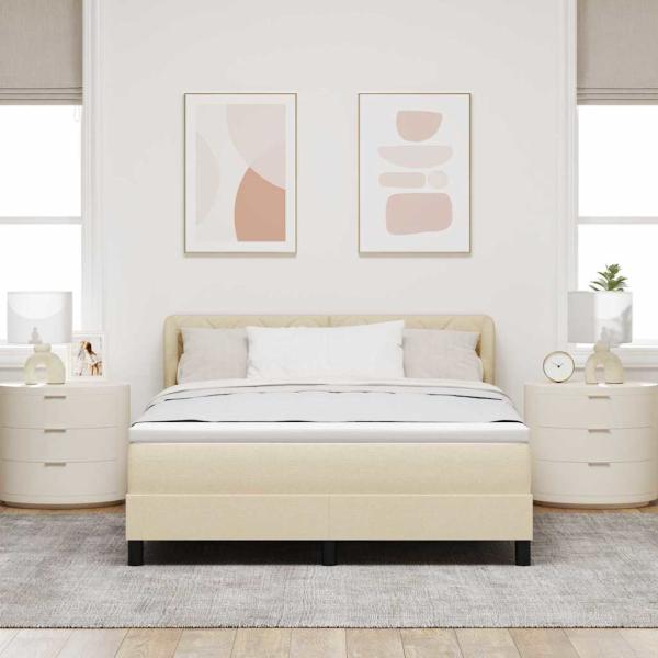 Boxspringbett mit Matratze Creme 160x200 cm Stoff