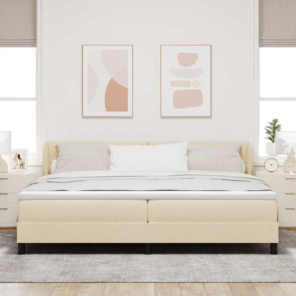 Boxspringbett mit Matratze Creme 200x200 cm Stoff