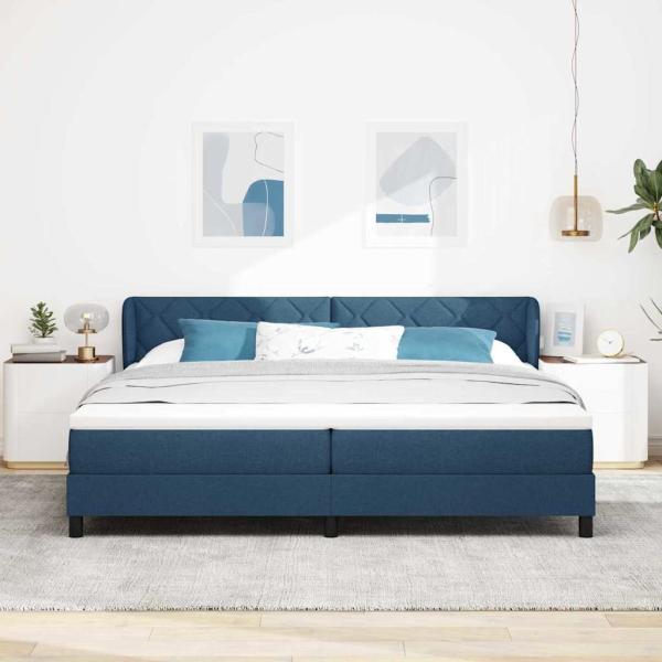 Boxspringbett mit Matratze Blau 200x200 cm Stoff