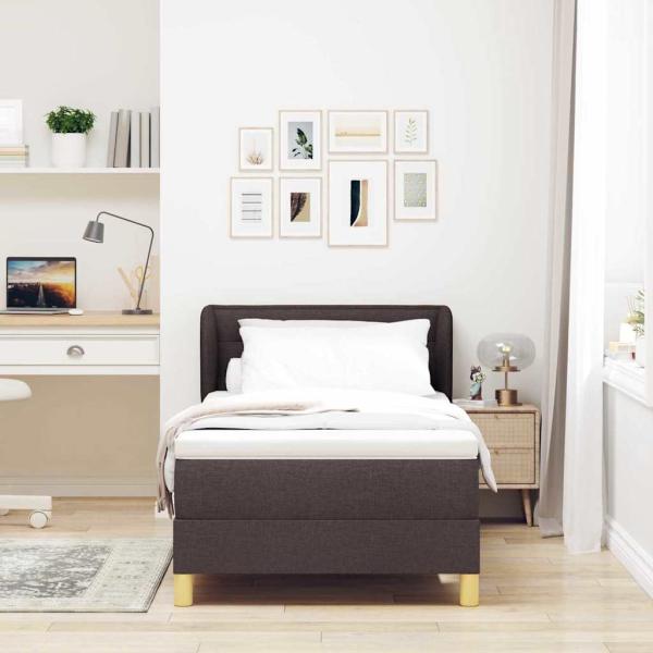Boxspringbett mit Matratze Dunkelbraun 90x200 cm Stoff
