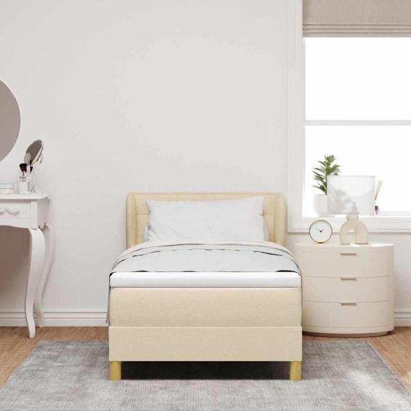 Boxspringbett mit Matratze Creme 90x200 cm Stoff