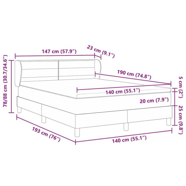 Boxspringbett mit Matratze Dunkelgrau 140x190 cm Stoff