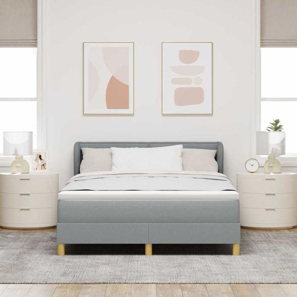 ARDEBO.de - Boxspringbett mit Matratze Hellgrau 140x200 cm Stoff