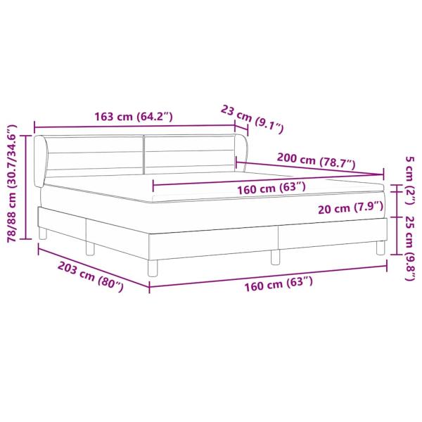 Boxspringbett mit Matratze Hellgrau 160x200 cm Stoff