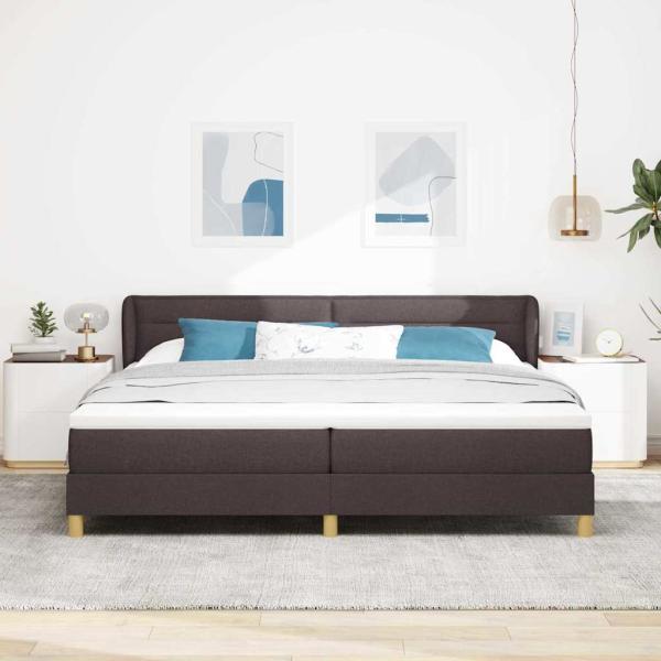 Bettgestell mit Matratze Dunkelbraun 200x200 cm Stoff