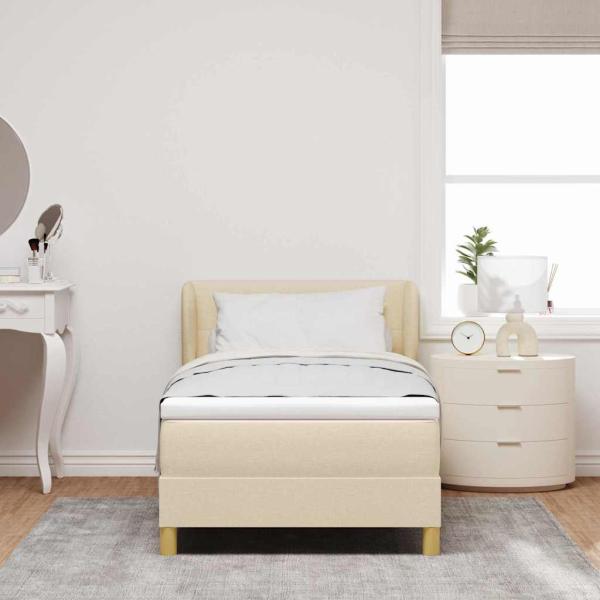 Boxspringbett mit Matratze Creme 80x200 cm Stoff