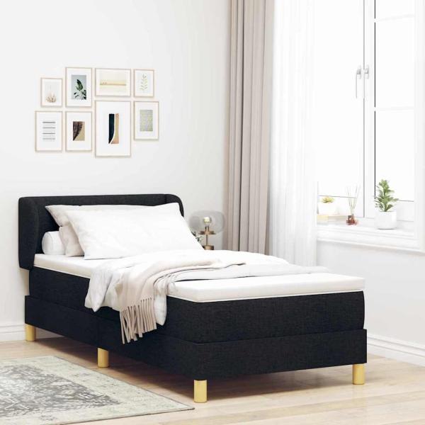 ARDEBO.de - Boxspringbett mit Matratze Schwarz 90x190 cm Stoff