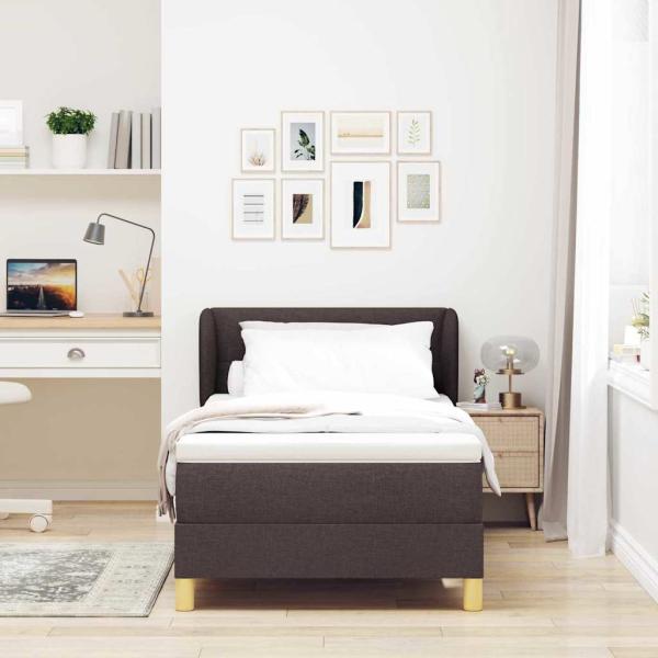 Boxspringbett mit Matratze Dunkelbraun 90x200 cm Stoff