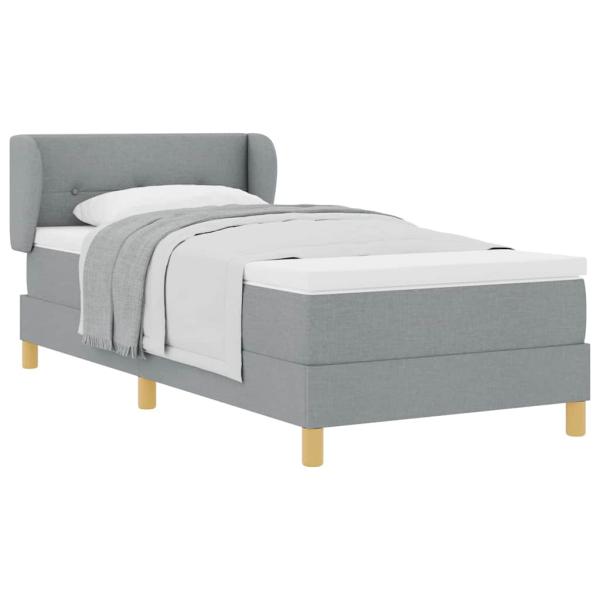 Boxspringbett mit Matratze Hellgrau 100x200 cm Stoff