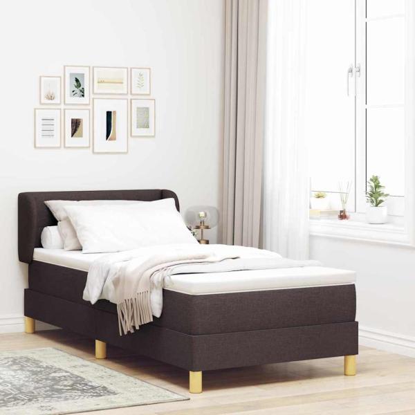 ARDEBO.de - Boxspringbett mit Matratze Dunkelbraun 100x200 cm Stoff