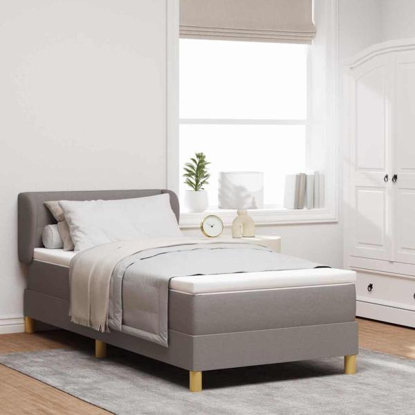 ARDEBO.de - Boxspringbett mit Matratze Taupe 100x200 cm Stoff
