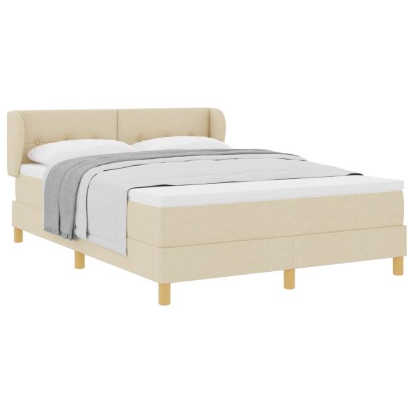 Boxspringbett mit Kopfteil Creme 140 x 200 cm Stoff